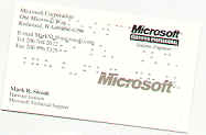 Brailled Microsoft (TM) business card produced by Access-USA(TM)