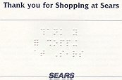 example of Access-USA(TM) produced brailled and Large Print Sears(tm) Thank You Card